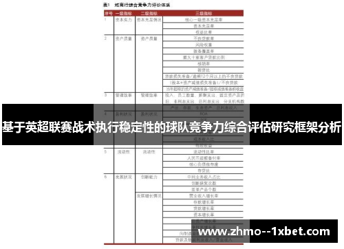 基于英超联赛战术执行稳定性的球队竞争力综合评估研究框架分析